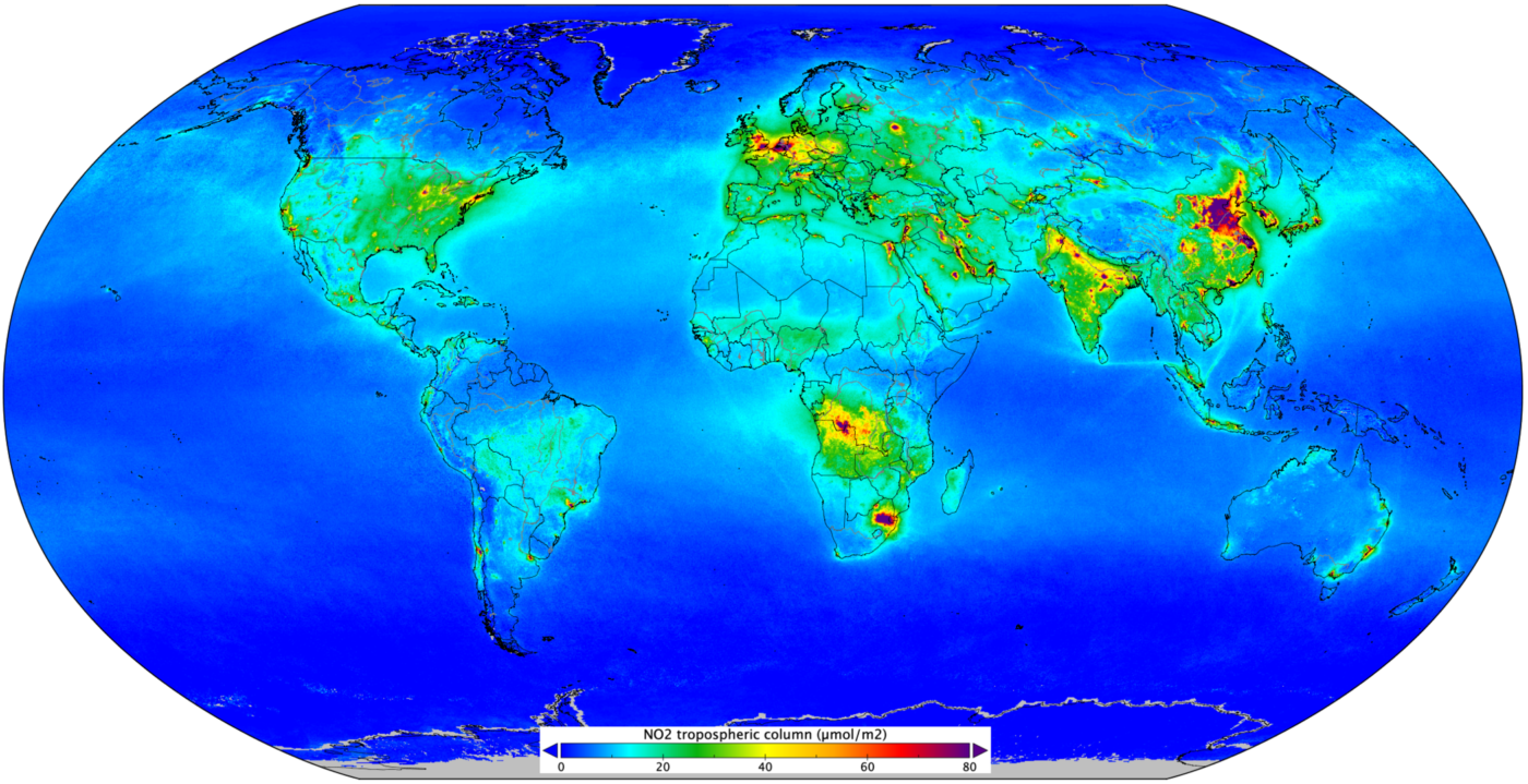 نقشه آلودگی اکسید های نیتروژن